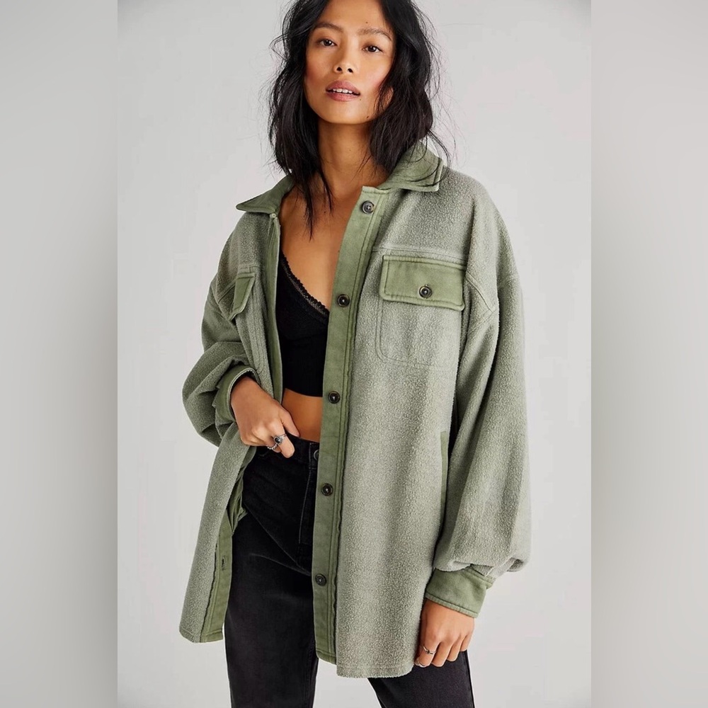 Free People Ruby Jacket – L (Olive/Army Green)